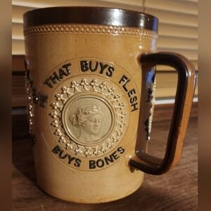 Antique c. Doulton Lambeth Stoneware 2 Handle Motto Loving Cup or Tyg Rare